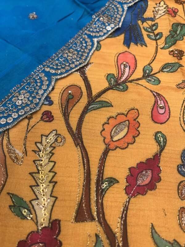 Kalamkari Position Print with Chinon Dupatta ( Full Set ) - Image 2