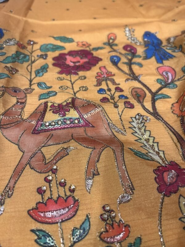 Kalamkari Position Print with Chinon Dupatta ( Full Set ) - Image 3