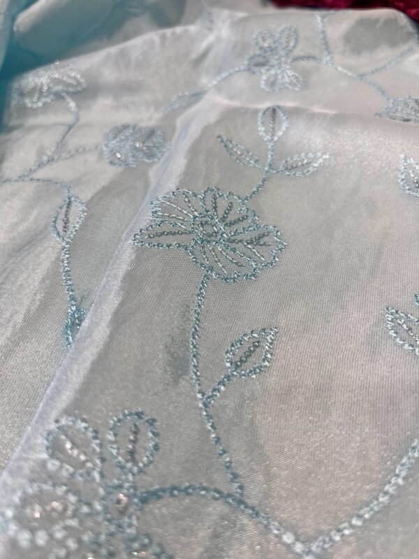 Tissue Self Work Sare with Net Chicken Work Blouse ( Full Set ) - Image 2
