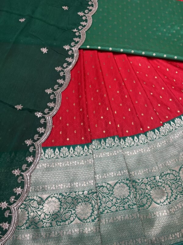 Banaras Lehenga with Banaras Blouse and Chinon Dupatta ( Full Set )