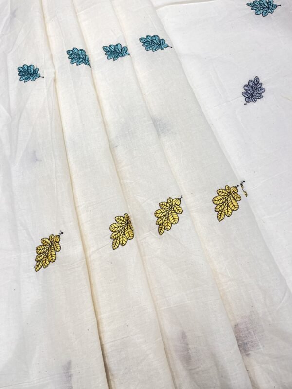 Cora Fabric with Tread work Leaves Design ( 5.0 mtr )