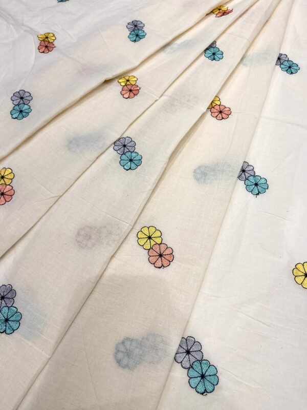 Cora Fabric with Tread work Flowers Design ( 5.0 mtr )