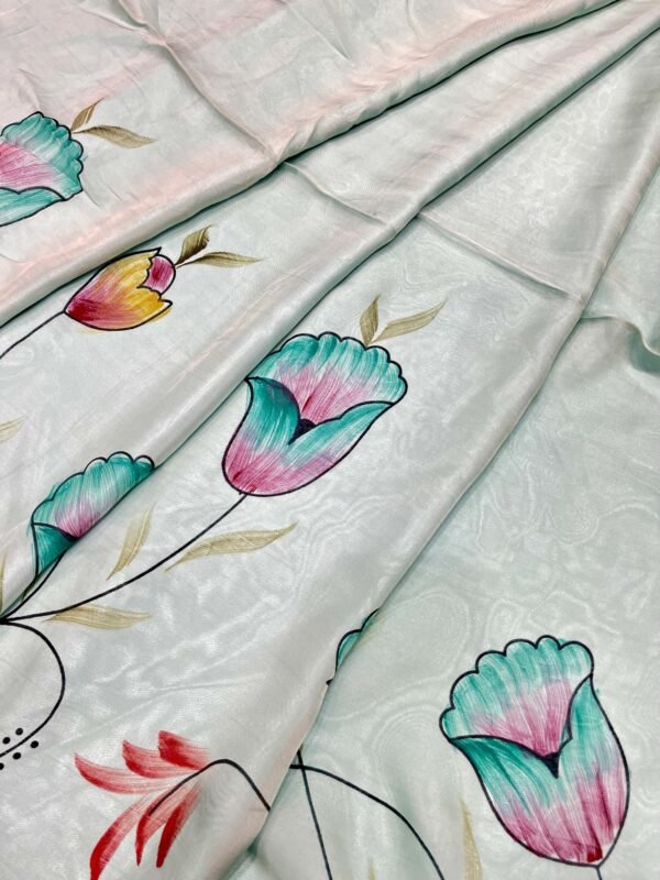 Georgette Fabric with Hand Painting Design ( 5.0 mtrs )