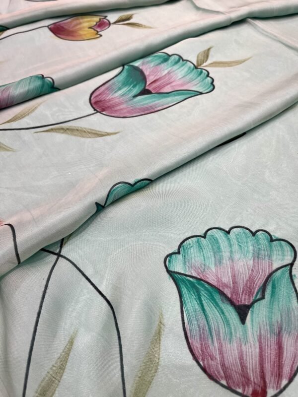 Georgette Fabric with Hand Painting Design ( 5.0 mtrs ) - Image 2