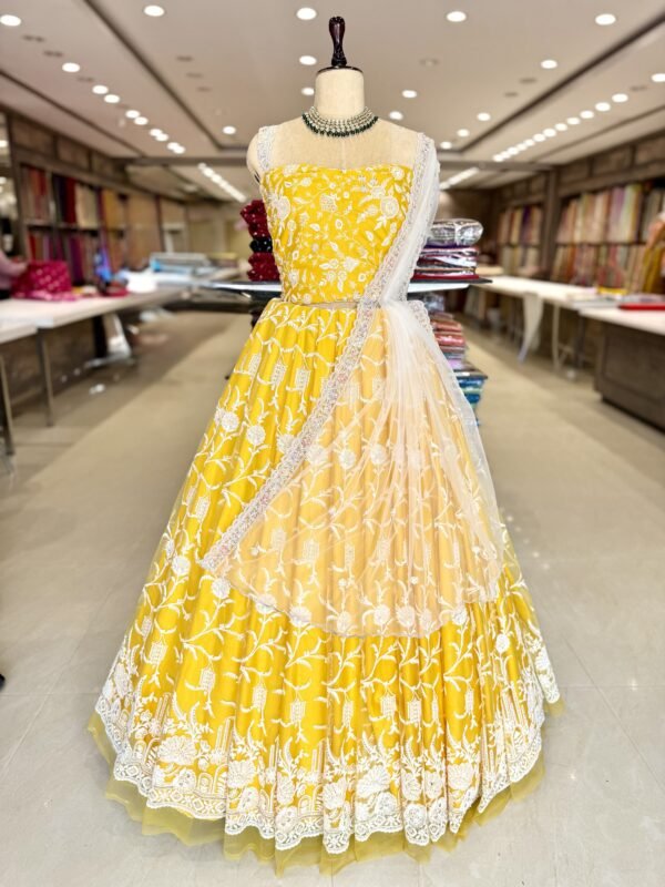 Thread work lehenga with self blouse along with Cut Work dupatta ( full set )