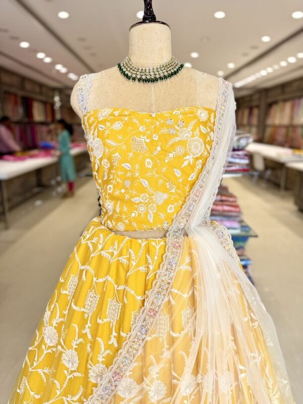 Thread work lehenga with self blouse along with Cut Work dupatta ( full set ) - Image 2
