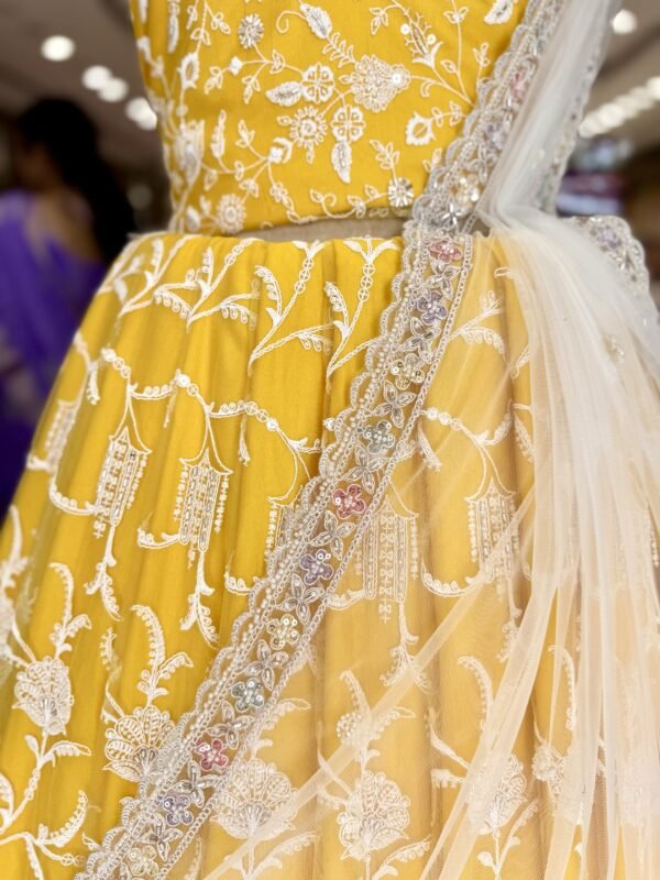 Thread work lehenga with self blouse along with Cut Work dupatta ( full set ) - Image 3