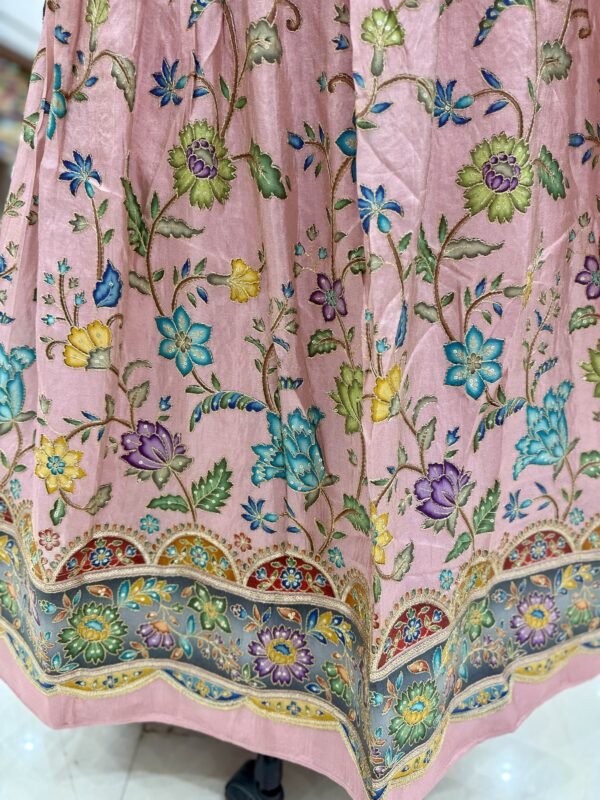 Tissue position print Lehenga with self blouse along with contrast cut work dupatta semi stitch (full set) - Image 4