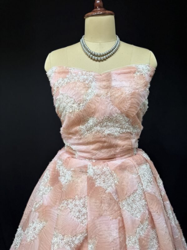 Important Net Fabric with Sequence Work and Pearl Work self Blouse ( Full Set ) - Image 2