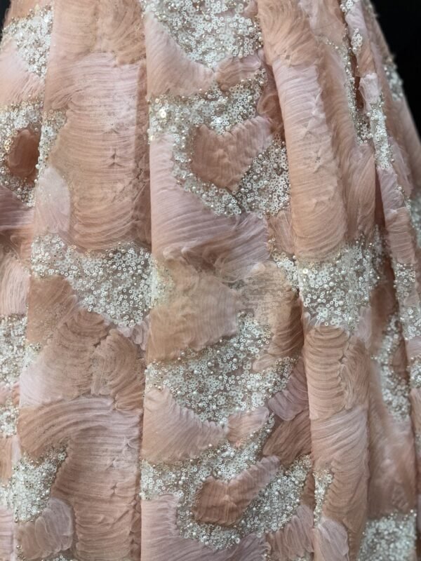Important Net Fabric with Sequence Work and Pearl Work self Blouse ( Full Set ) - Image 4