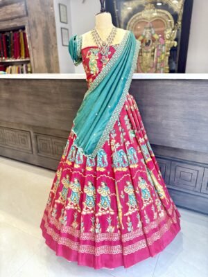 Tissue position print along with tissue cutwork Duppata (full set)