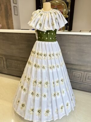 Tabi slik with mothi work with foil print contrast body part Dola slik botti (fullest)