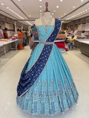 Dola slik lehenga along with position print with contrast dola slik Duppata (fullest)