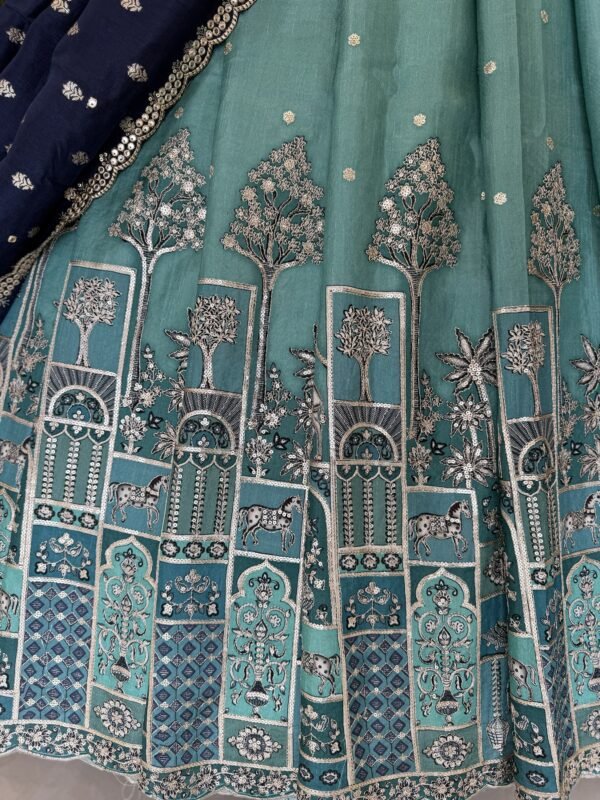 Dola slik lehenga along with position print with contrast dola slik Duppata (fullest) - Image 4